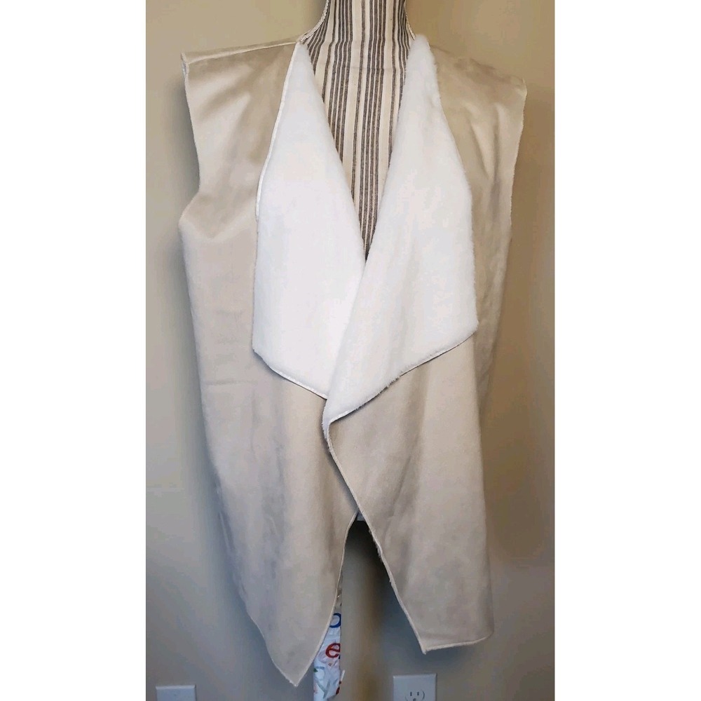 Royal Standard Vest Faux Suede & Faux‎ Fur Open Ivory Beige Sz Large/XL Soft